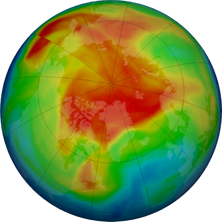 Arctic ozone map for 13 January 2019